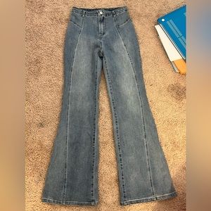 Bell bottom blue jeans
